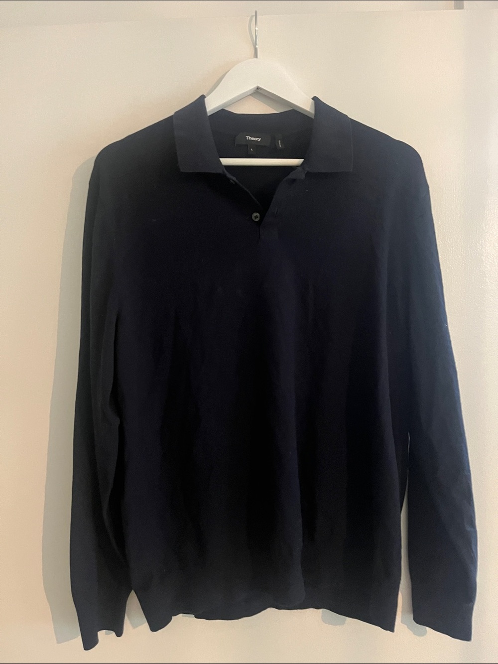 Theory Men's Long-Sleeve Polo - Dark Navy